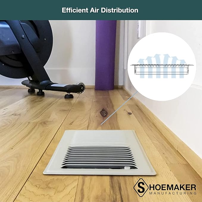 Shoemaker 4x12 Floor Register – Khaki Light Heavy Duty Metal Floor Vent Cover for Home Floors - Premium Forced Air Vent Covers