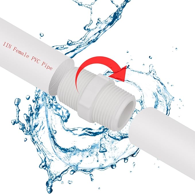 20Pack 1 Inch PVC Nipple Male Thread Coupling Adapter Connector for Thread plumbing Pipe, Home or Industrial Use, Schedule 40, (M x M)