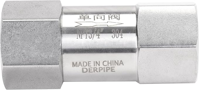 Air Check Valve - 3/4" NPT Female High Pressure Stainless Steel Hex One Way Valve For Air