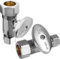 2-PCs HeSun Straight Stop Valve, 1/2" Nominal (5/8"OD) Compression x 3/8" OD Compression, 1/4 Turn Shut Off Valve for Bathroom, Chrome Plated Brass(VALVE122-2)