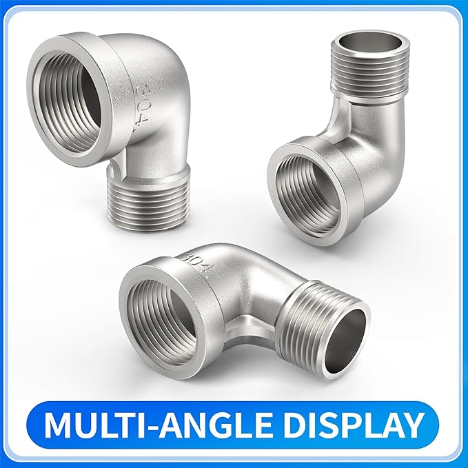 ChillWaves 304 Stainless Steel Pipe Fitting, 90 Degree Elbow 2" NPT Male x 2" NPT Female Thread Adapter(1-PACK)