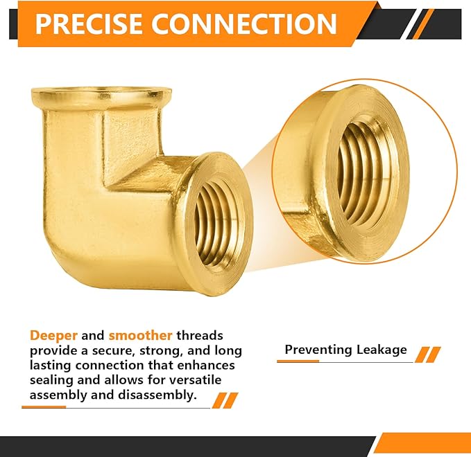 10-PCs HeSun Brass Pipe Fitting, 1/8" x 1/8" NPT Female 90-Degree Barstock Street Elbow