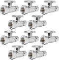 Straight Stop Valve,1/2" FIP Iron Pipe x 3/8" Compression Chrome Straight Shut-off Valve with 1/4 Turn (Pack of 10)(VALVE057-10Pack)
