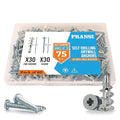 Zinc Metal Drywall Anchors and Screws Kit – 60pcs #8 x 1-1/4” Self Drilling Metal Wall Anchors – Heavy Duty Drywall Anchors Hold Up to 75lbs – No Pre-Drill Required