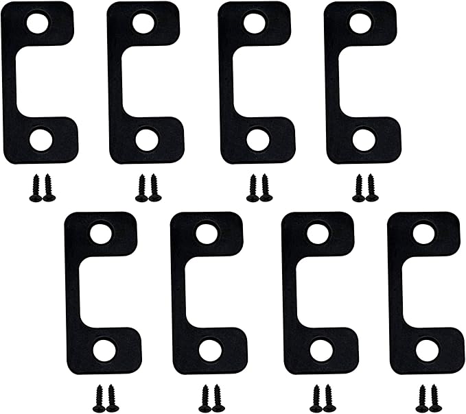 QCAA Solid Brass Deadbolt Strike Plate, Adjustable Jamb Plate, for Electronic Locks, Matte Black, 8 Pack, Made in Taiwan