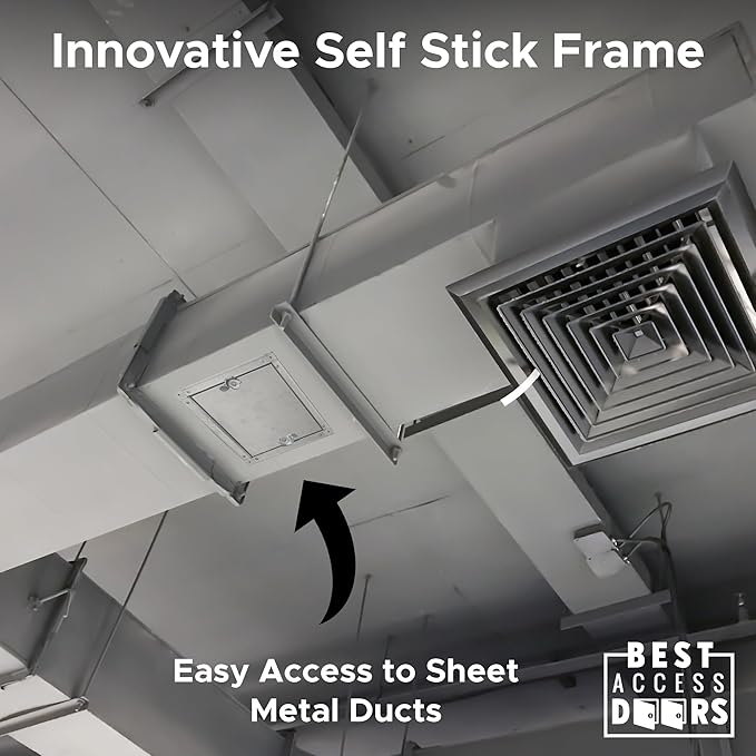 8" x 8" Self Stick Duct Access Door, 1" Fiberglass Insulated, Steel, No Hinge, BA-CDSS-6031