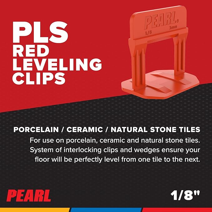 PEARL ABRASIVE CO. Leveling System Box of 500, Red, 1/8"