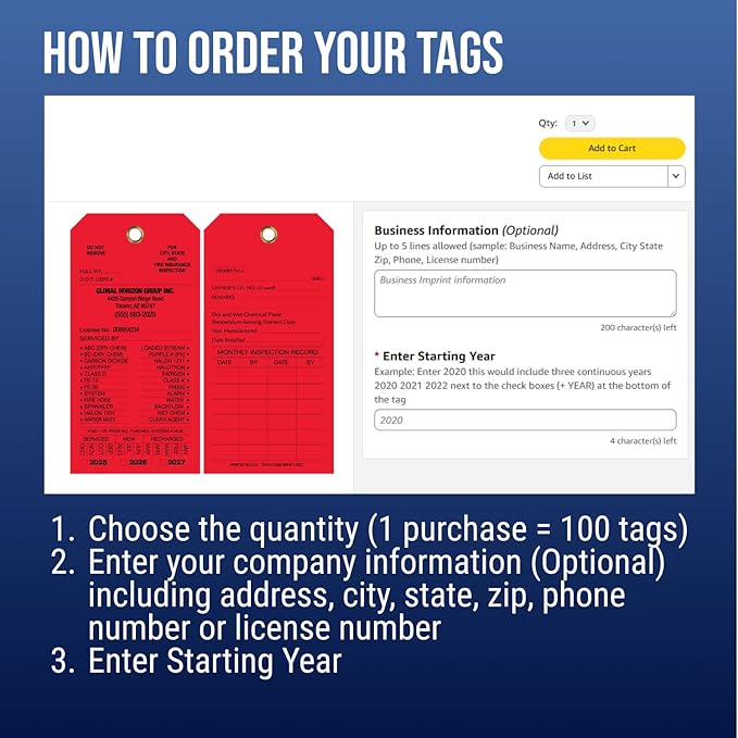 Tags 4 Less Custom Fire Extinguisher Tags – Preventative Maintenance Labels for Monthly Inspections, Alternative to Safety Sticker for Easy Record-Keeping – Pack of 100 (Red, Vinyl Plastic)
