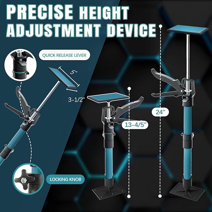 Adjustable Support Pole, Cabinet Jacks for Installing Cabinets, Telescoping Support Poles Range from 13.8'' to 24.6'' Third Hand Tool for Installation, 132 LB Capacity, 2 Packs
