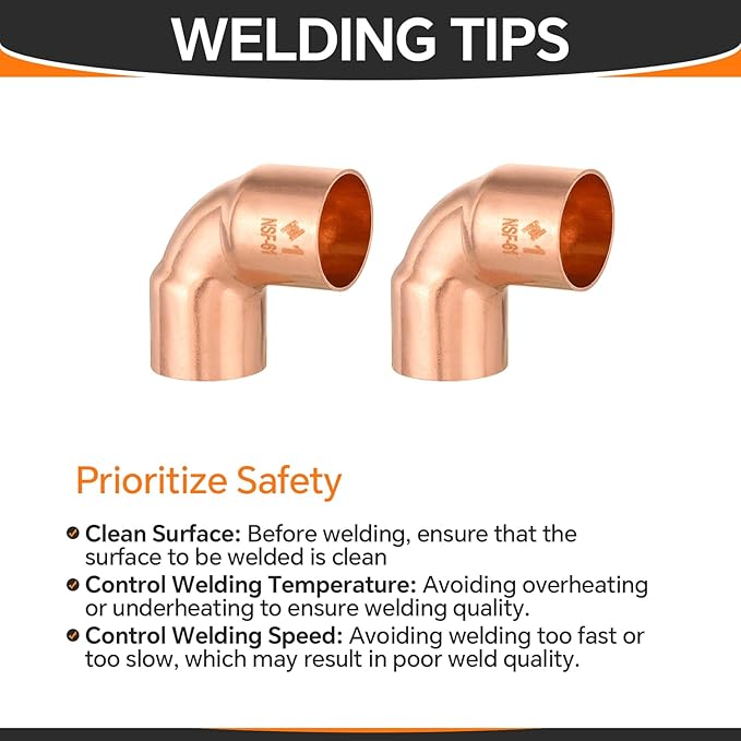 HeSun 50-Pack Copper Fittings, 1-Inch Short Radius 90-Degree Copper Elbow, C x C with Sweat Solder Connection