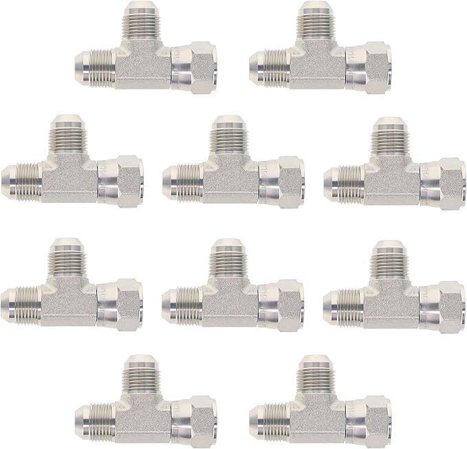 HYDRAULICS DIRECT | 6602-12-12-12-PK10 | Run Tee 3/4" JIC (1 1/16"-12 thread) Male x 3/4" JIC (1 1/16"-12 thread) Female Swivel x 3/4" JIC Male | Swivel Hydraulic T Fitting