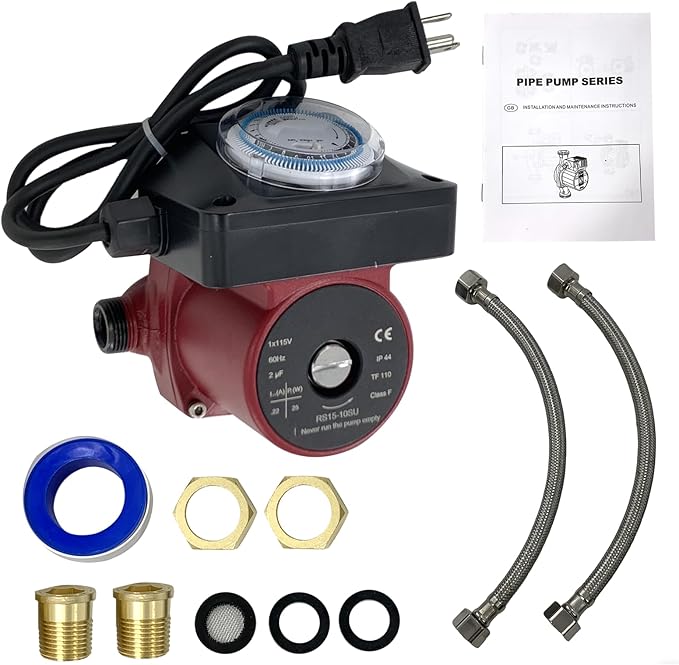 UP15-10SU7P/TLC Hot Water Circulator Pump, 115V 1/25 HP 3/4" x 1/2" NPT, Compatible with Grundfos UP15-10SU7P 59896288P1 595916 Recirculating Pump