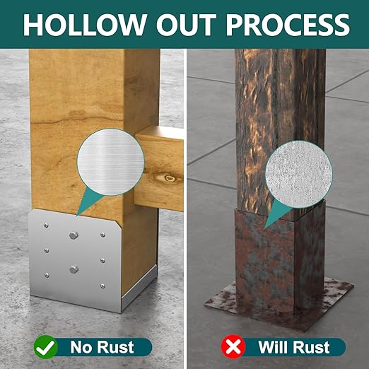SPACEEUP 6x6 Post Base, Internal 5.5" x 5.5" Post Anchor 1PCS Adjustable Post Base Stainless Steel Concrete Post Anchor for Pavilion Deck Railing Support Decorative Anchor Plate