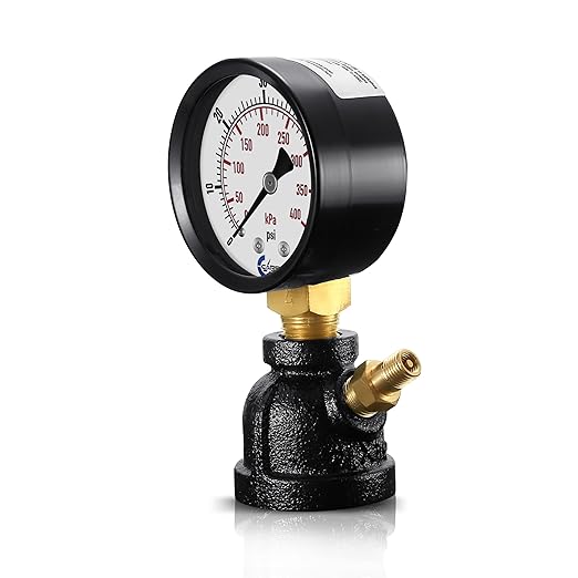 Gas Test Pressure Gauge, 1” FNPT Connection, Brass Valve, Chrome Plated Steel Body Assembly. (Steel Black, 1" FNPT 0-30 psi)