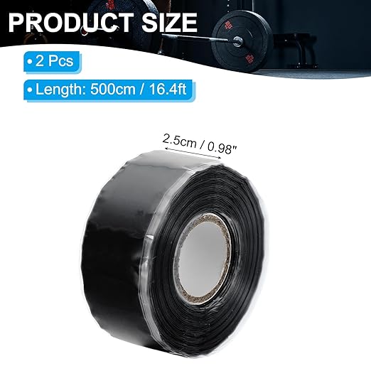 PATIKIL Grip Tape for Handles 1" x17ft, 2 Roll Self-Fusing Silicone Tape for Bike Handles Pull Up Bars Gym Equipment Plumb/Hose/Pipe Leaks Emergency, Black