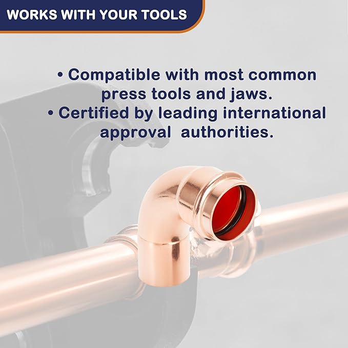 Copper Press Fittings 90 degree Street Elbow Copper Coupling Zero Lead FTG x P 3/4 inch x 3/4 inch for Residential Commercial 10-Pack