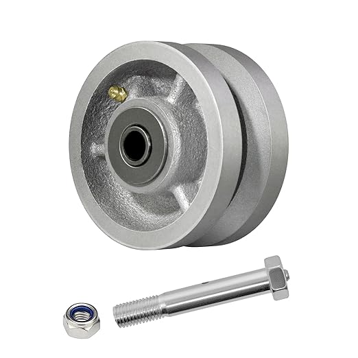 4" X 2" Sliding Gate Wheels,（2 Pack） Cast Iron V Groove Wheel with Roller Bearing-700 lbs Capacity, Rolling Gate Wheels, Sliding Gate Casters, Gate Wheels for Metal Tube Gate, Silver