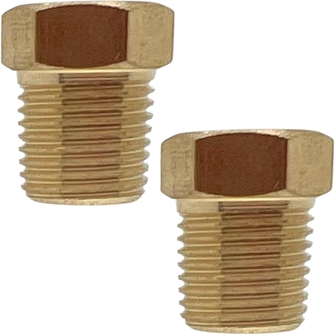 2 Pack Brass Pipe Plug 1/8" NPT Male Outer Hex Head Socket Plug Fitting for Plumbing by CX WONDERLAND