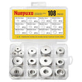 108PCS Flat Washers Assortment Kit, 304 Stainless Steel Fender Washers, 12 Sizes (M3 M4 M5 M6 M8 M10 M12) Metric Metal Washers for Screws and Bolts, Automotive Industrial Home Use