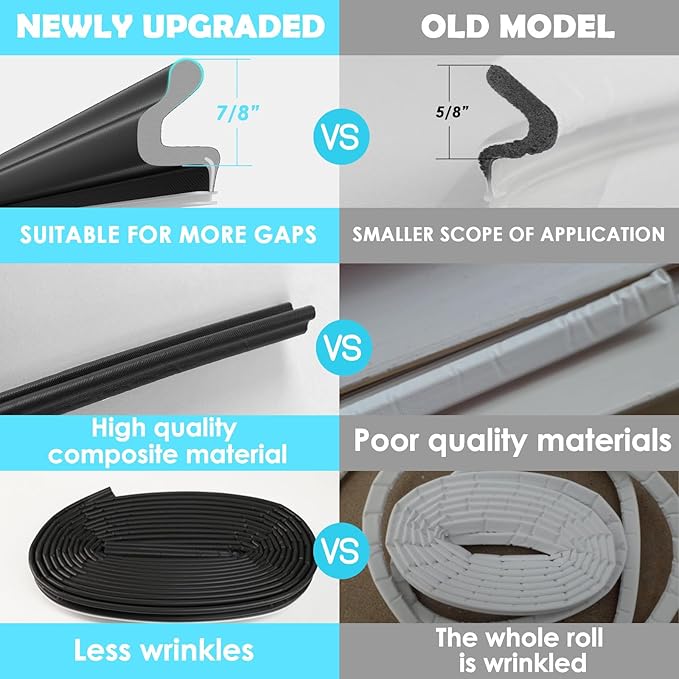 60FT Kerf Weather Stripping Door Seal Sound Proof Weather Strips Seal Strip for Front Door Frame Soundproofing Exterior Door Insulation Gasket (with 4 Door Corner Seals)