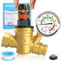 RV Water Pressure Regulator, Handle Adjustable Knob No Tool Required Pressure Regulator,Brass Lead-Free Water Pressure Reducer with Gauge for RV Camper Travel Trailer,Suitable for NH Thread