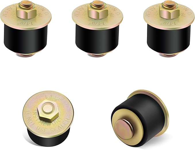 Siptenk 1-1/8" Freeze Rubber Expansion Plug 5 pcs, Automotive Rubber Expandable Freeze Plugs for Engine