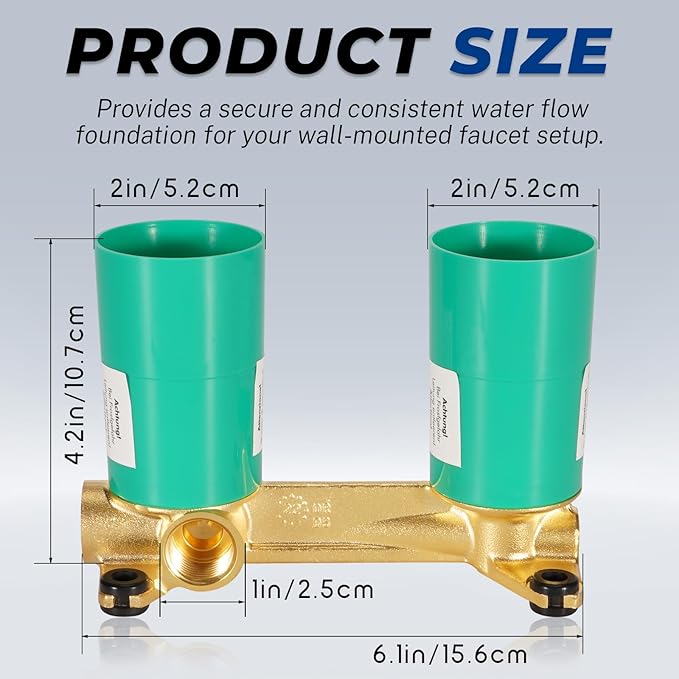 13622181 Rough-In Valve for Hansgrohe Two-Hole Wall-Mounted Faucets AXOR Starck, Citterio, Talis, Metris, PuraVida, Solid Brass Concealed Valve Replacement for Bathroom & Shower Systems