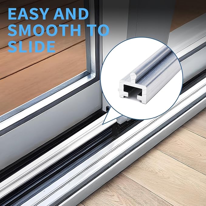 Aluminium Sliding Screen Door Track, Sliding Door Bottom Track, Sliding Door Track Replacement, Screen Door Track Repair, Terrace Screen Door Guide- Silvery Aluminium Alloy 75 Inch