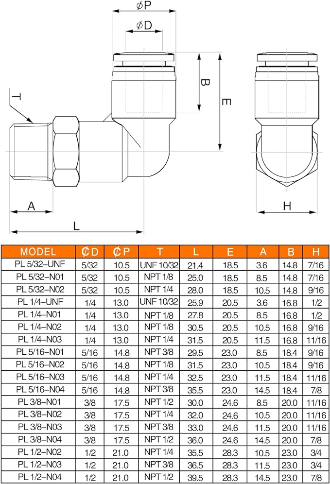 CEKER 5/16 Elbow Push to Connect Fittings 5/16" Od to 3/8" Npt Male Thread 90 Degree Quick Connect Pneumatic Tube Fitting Air Line Fitting Air Hose Fittings 2Packs
