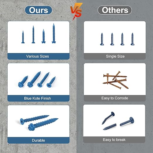 3/16x1-3/4 Inch 75Pcs Hex Head Concrete Screws, Screws Anchor with Drill Bit,for Masonry, Block, Brick, Cement, Stucco, No Pre Drilling, Diamond Point