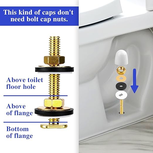 American Standard Toilet Flange Repair Kit - Universal Toilet Bolts and Caps Set, Includes Closet Bolts, Nuts, and Washers