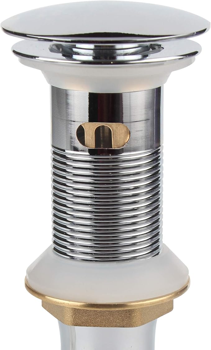 Pop Up Sink Drain with Overflow, Bathroom Faucet Vessel Vanity Sink Drain with Detachable Basket Stopper, Polished Chrome