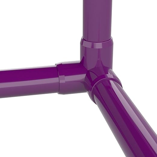 FORMUFIT 1-1/4" 3-Way Elbow Furniture Grade PVC Fitting in Purple, Made in USA, UV-Resistant, Impact-Proof, 1.660" Actual Socket Diameter (Pack of 4)