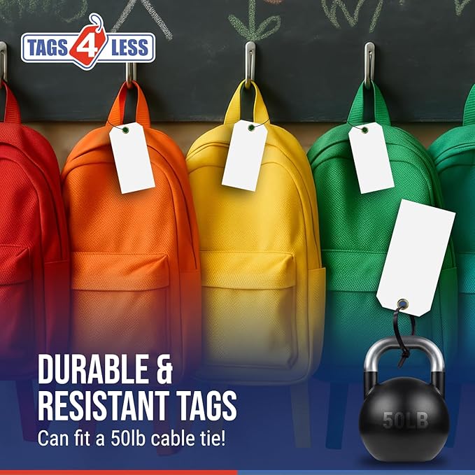 Tags 4 Less 15 Mil Waterproof Plastic Tags, Pack of 100 – 4” x 8” Heavy Duty Plastic Tags for Labeling, Outdoor Tagging, Equipment Labeling, Luggage, Valves & More (Yellow)