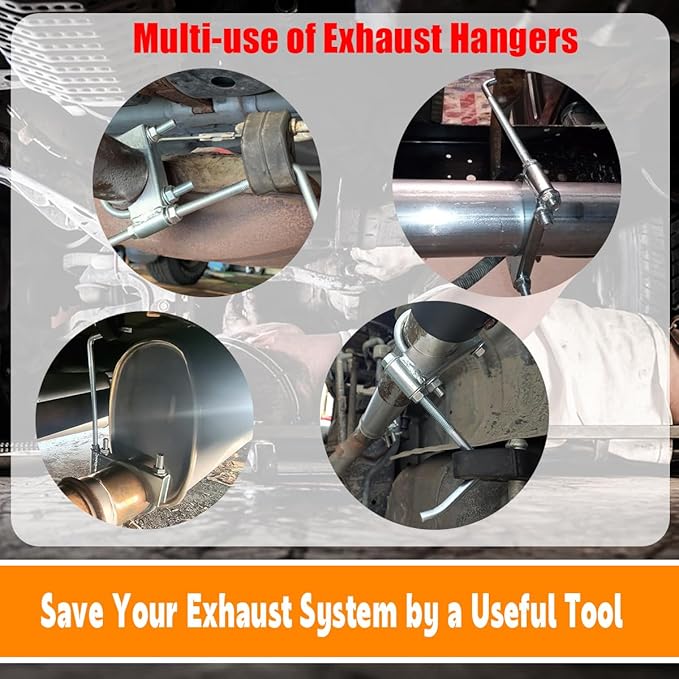 Heavy Duty 4 Inch Stainless Exhaust Clamp with Hanger Rod for Universal 4" Exhaust Pipes