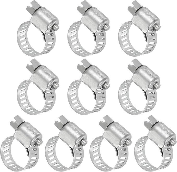 MECCANIXITY Stainless Steel Hose Clamp, Worm Gear Clamp Adjustable 1/4"- 4/9"(6-12mm) Fuel Line Hose Clamps Duct Clamp for Pipe Plumbing Automotive Mechanical (Pack of 10)