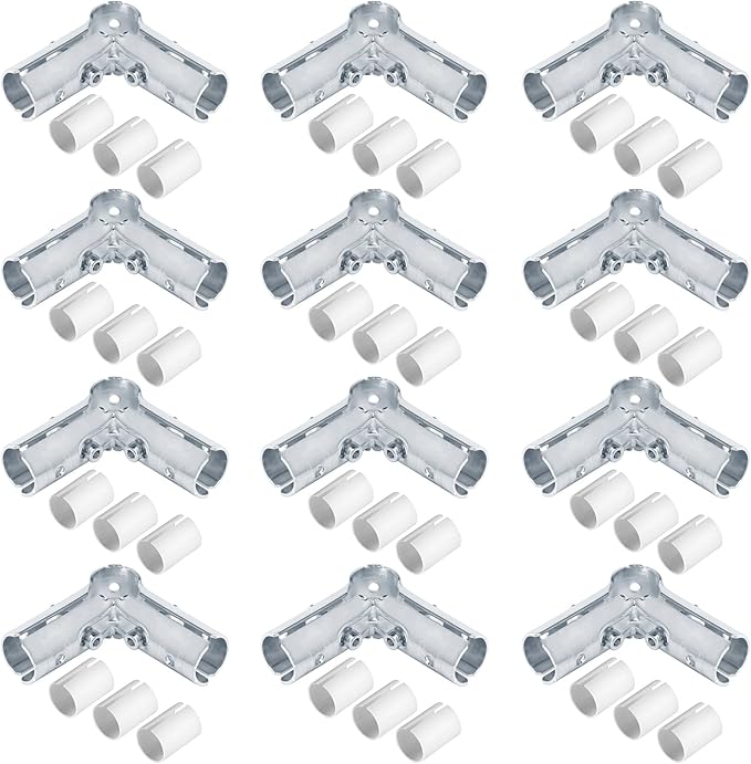 12 Sets 90 Degree 3 Way Elbow Pipe Connector Clamps, Fits 1/2" EMT with PE Adapter Shims