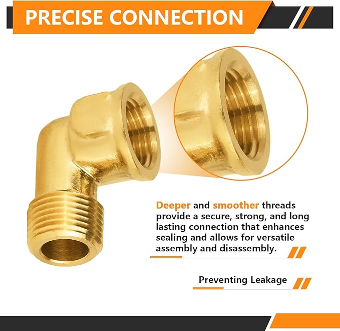 100-PCs HeSun Brass Pipe Fitting, 3/8" NPT Male x 3/8" NPT Female 90-Degree Barstock Street Elbow