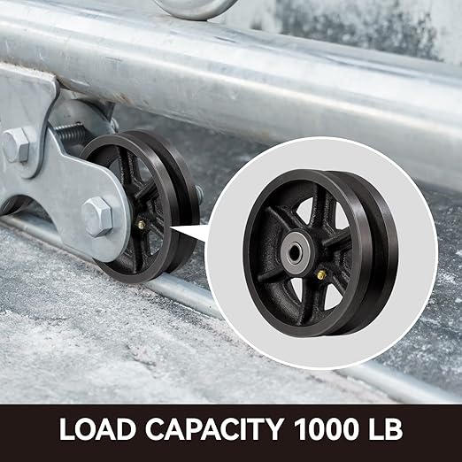 6" X 2" Sliding Gate Rollers, Cast Iron V Groove Wheel with Roller Bearing, Heavy Duty Metal Wheel-1000 lbs Capacity, Industrial Sliding Gate Wheels for Metal Gate, Black（10 Pack）