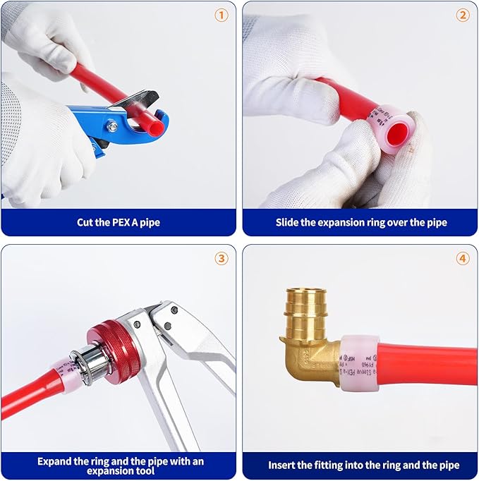 (Znkiok® 12Pack Set) 3/4"Pex-A Combo Fittings Set, 4 Each 3/4"Elbow Tee Coupling Heavy Duty Brass Expansion PEX-A Fittings, NSF/ANSI 61, ASTM F1960 Certified,Long Service Life,Lead-Free Brass.