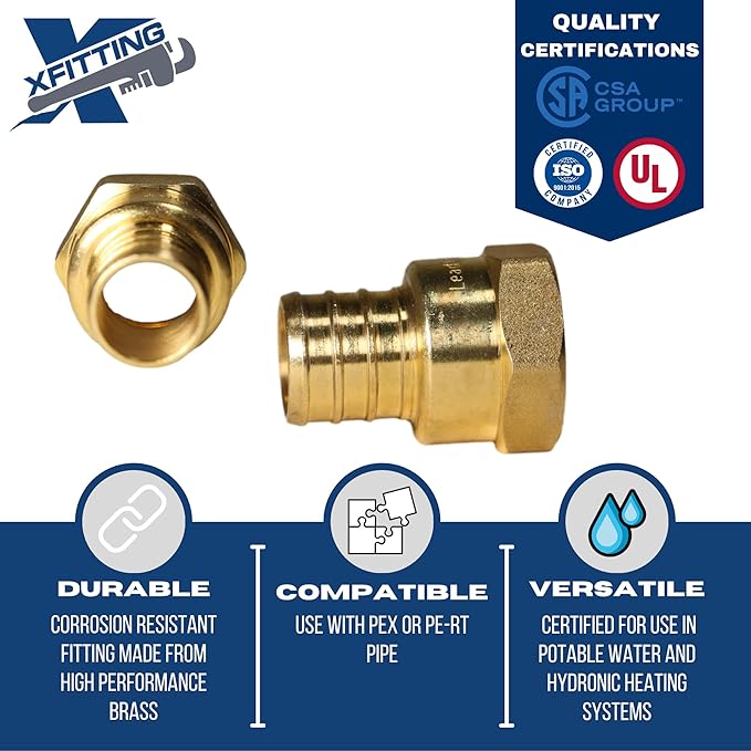 XFITTING 3/4 inch Pex x 1/2 inch Female NPT Adapter, 23-4-5=25X, 25 Pieces