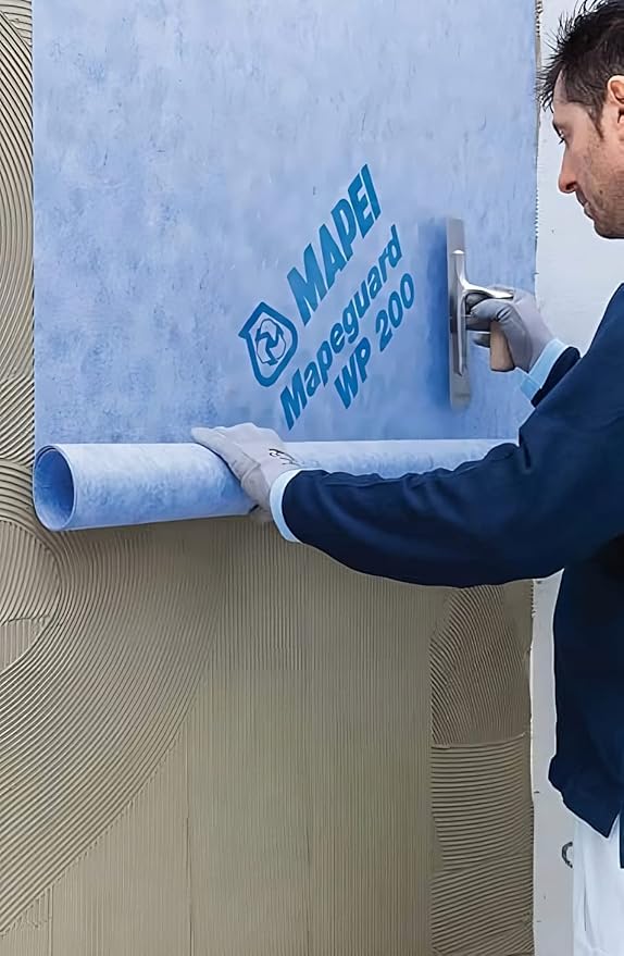 Mapei 2850230 Mapeguard WP 200 Uncoupling Crack Isolation Waterproofing Membrane 323 Sq Ft Roll (3.3 Feet x 98.5 Feet), for Ceramic Tile and Stone Tile 0.02 Inch Thick Underlayment (94502-30)