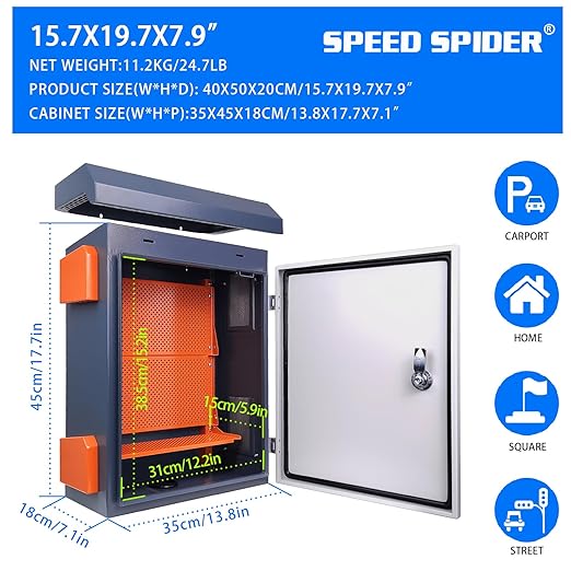 0utdoor Electrical Box NEMA Enclosure 15.7 * 19.7 * 7.9" Weatherproof Junction Box with Fan Vent Meta Electrical Cabinet with Shelves(40 * 50 * 20cm)