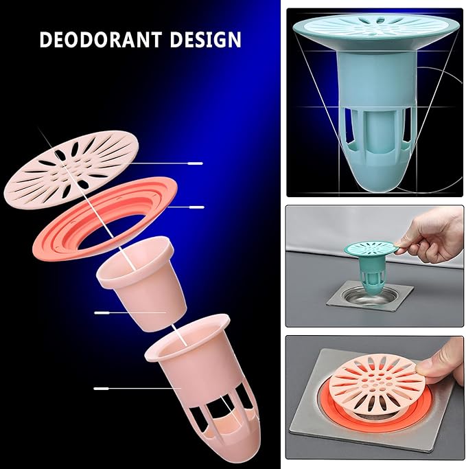 Shower Floor Drain Backflow Preventer Valve Sewer Core Drainage Insert Drain Plug Hair Catcher Gas Sealer Floor Strainer Trap Seal (White-2Pack)