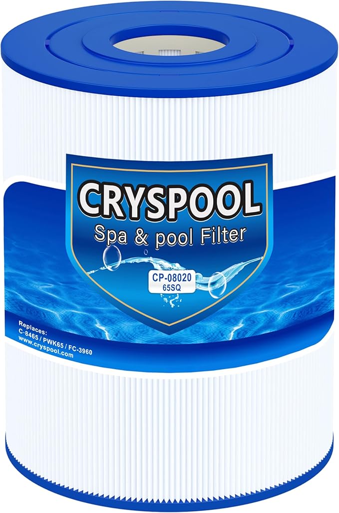 Cryspool® 08020 Filter Compatible with Watkins 31114, Hot Spot Spa Filter, C-8465, FC-3960, 71827, 71828, Watkins 65 Sq. Ft Spa Filter Cartridge, 1 Pack