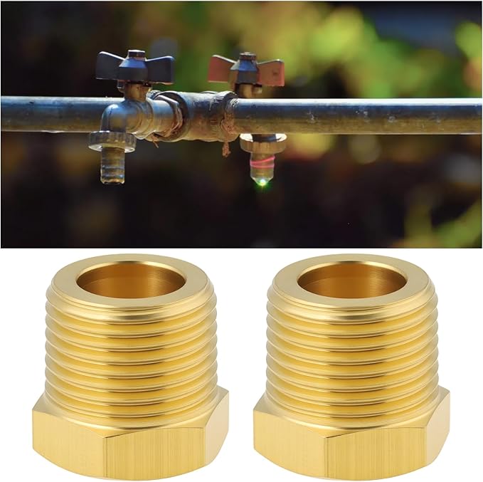2Pcs 3/8" BSPT Male to 1/4" NPT Female Brass Pipe Fitting Reducer Adapter for Pipes Tubes