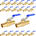 20-Pack Foskan 1" Brass PEX-A Ball Valve with Blue Handle, Quarter Turn Full Port Valve for PEX-A Pipe Connection