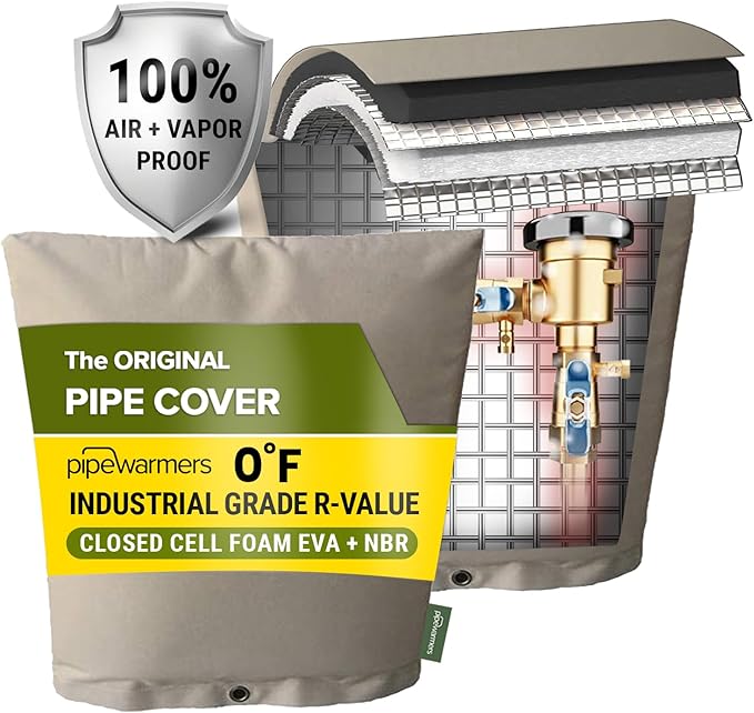 The Original Winter Pipe Insulation Cover (0˚F) - Extra-Thick EVA+NBR (UV-Coated) Insulated Backflow Preventer Freeze Protection, Pump Cover, Sprinkler/Well/Valve Head Cover - (24" W X 36" H)