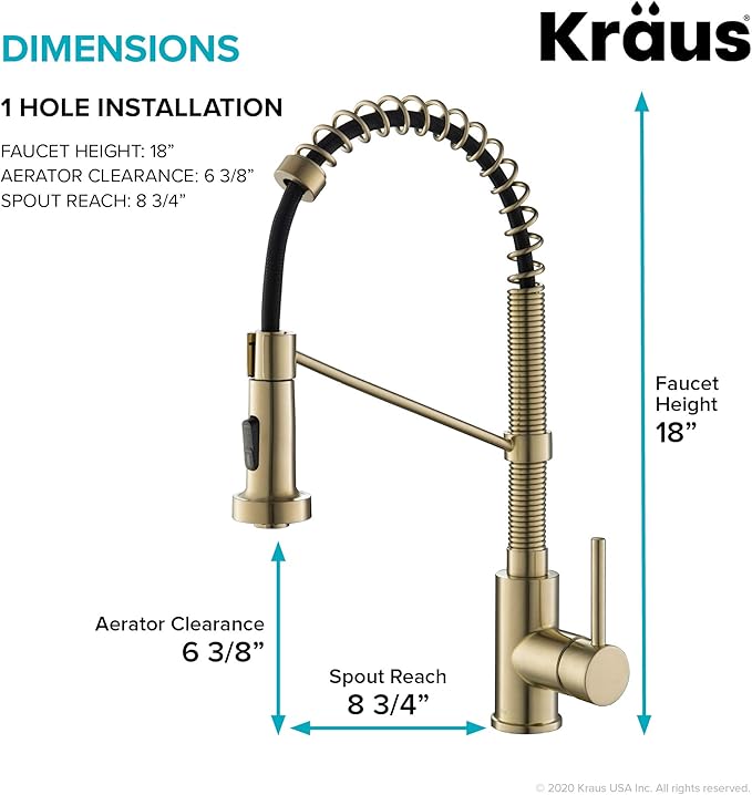 KRAUS Bolden Commercial Style Pull-Down Kitchen Faucet and Purita Water Filter Faucet Combo in Spot Free Antique Champagne Bronze, KPF-1610-FF-100SFACB