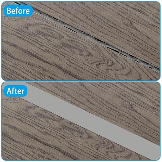 8Ft Floor Transition Strip, 2in Wide Self Adhesive Vinyl Threshold Strip for Joining Floor Gaps Wood Grain Design Tap (Gray)